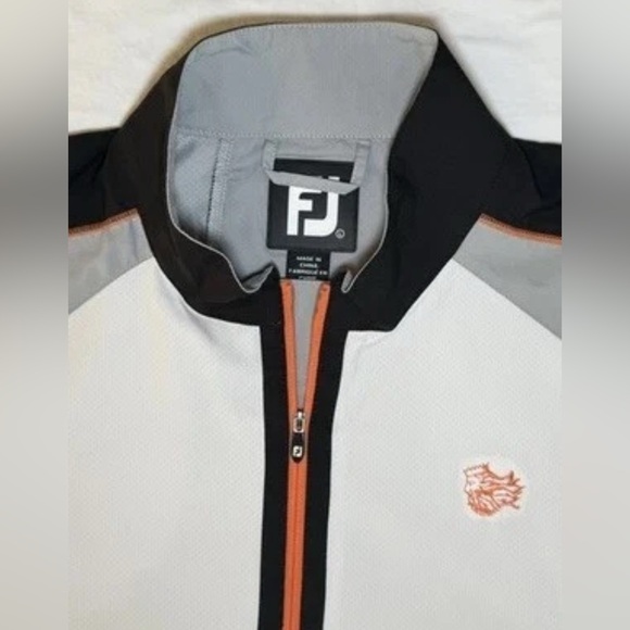 Foot Joy Golf Wind Shirt Jacket Mens L Quarter Zip Pullover Gray Black Poseidon - Picture 7 of 14